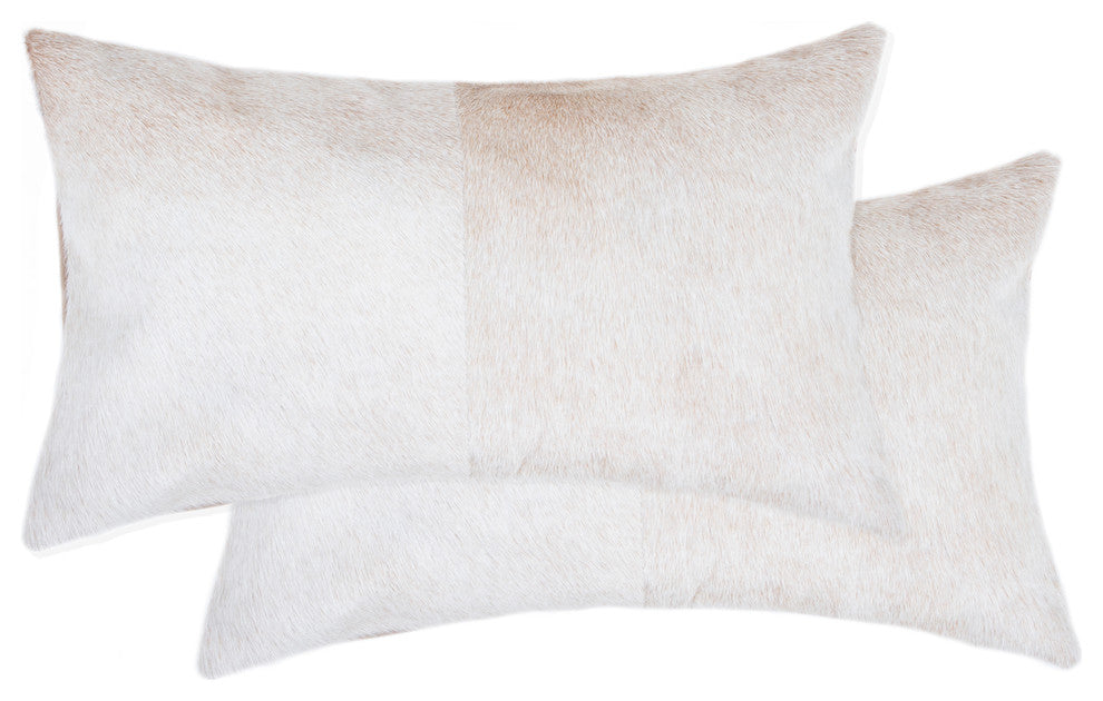12"x20" Torino Cowhide Pillows, Set of 2, Natural