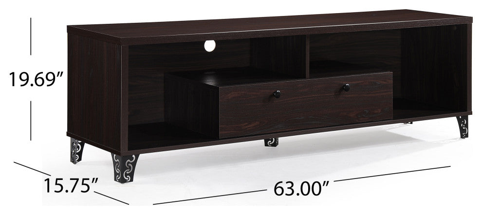 GDF Studio Celia Mid Century Modern Finished Fiberboard Entertainment Unit, Wenge