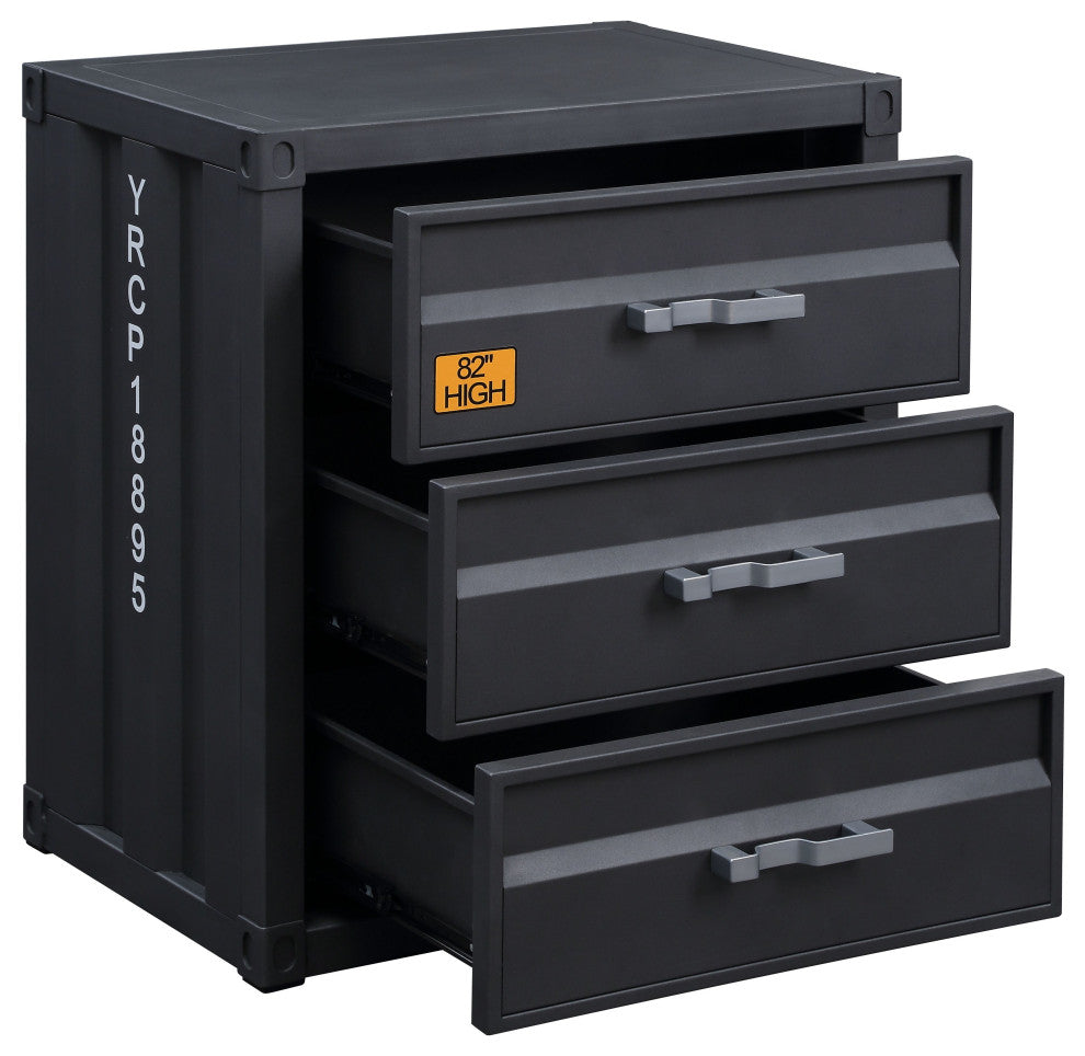 ACME Cargo 3-Drawer Chest, Gunmetal Finish