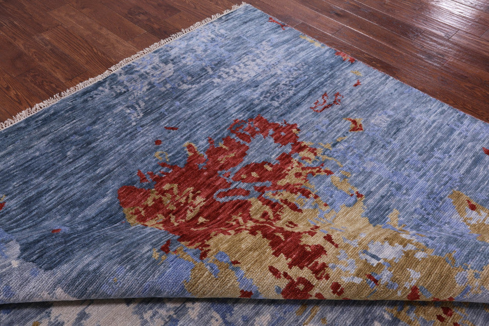 Abstract Handmade Wool Rug 7' 11" X 9' 11" Q8983