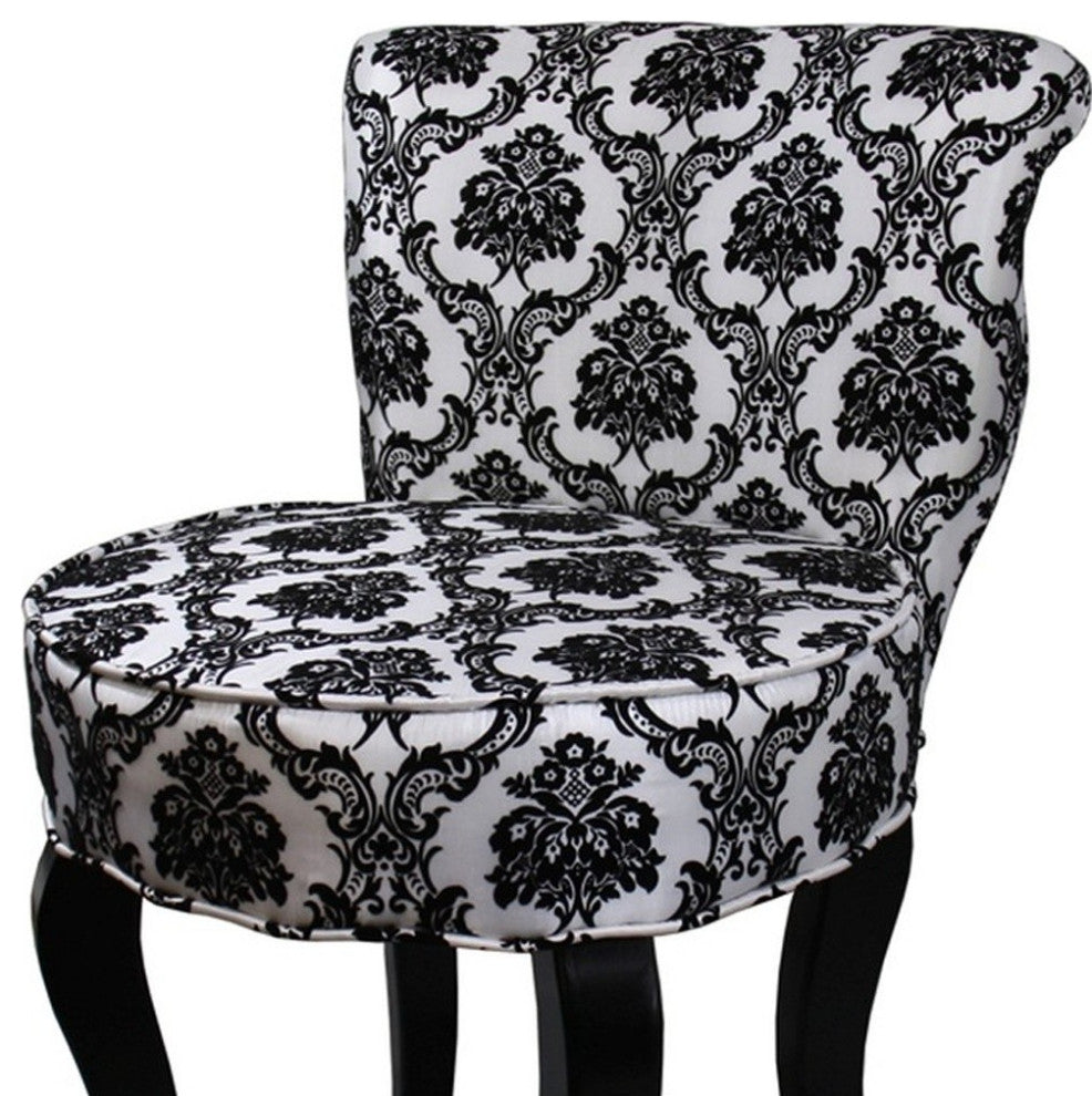 Modern Black and White Damask Accent Chair