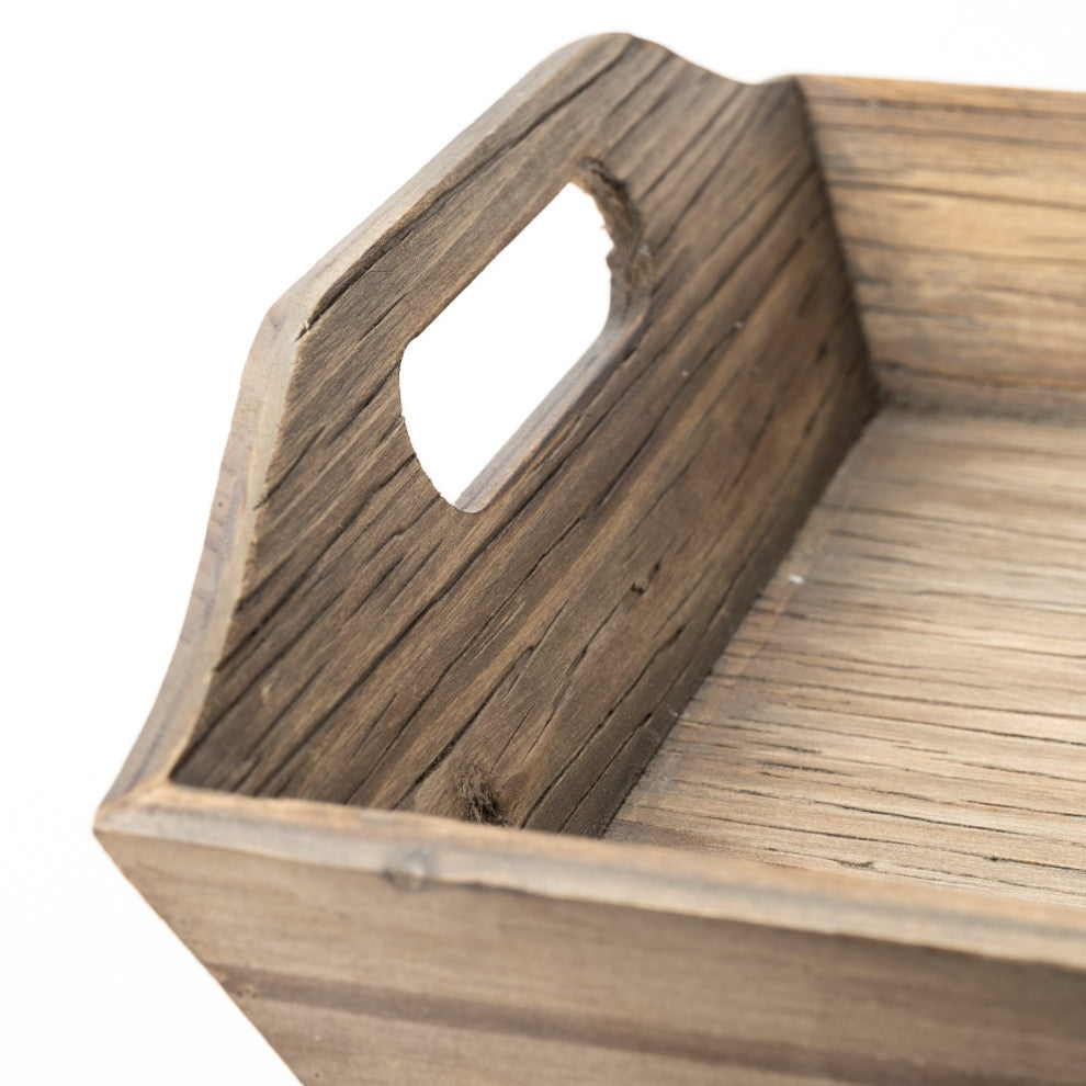 Tawny Brown Wood Trays, Set of 2