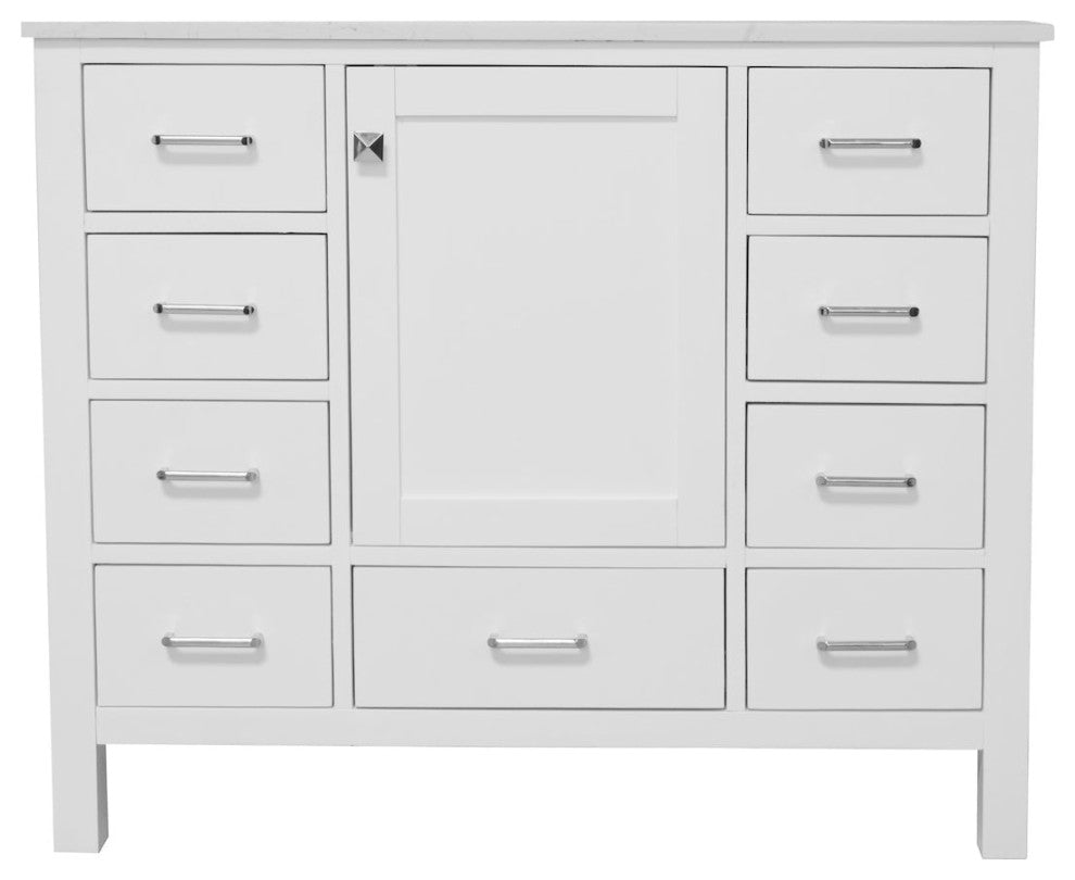 Horizon 42" Bathroom Vanity, White, Engineered Carrara