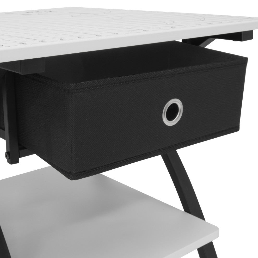 Comet Hobby Desk With Grids, Fold-Down Top, With Height Adjustable Platform