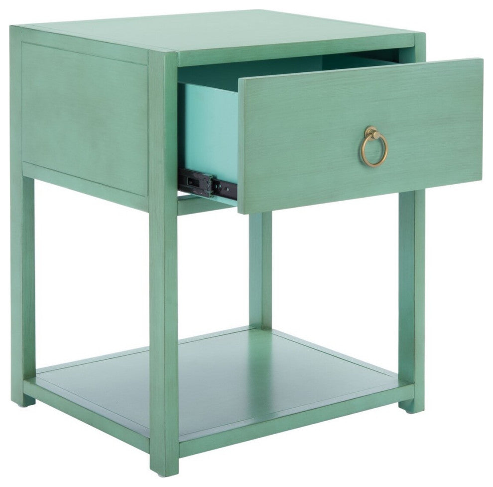 Safavieh Yudi 1 Drawer 1 Shelf Nightstand, Turquoise