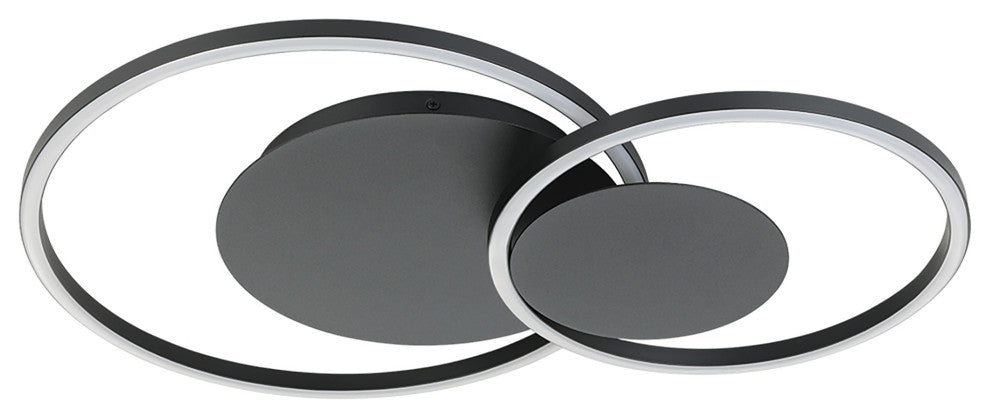 Palma 2-Light Integrated LED Ceiling Light, Structured Black Finish