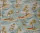 Retro Tropical Ocean Fabric Hawaiian Islands Boat Caribbean, Sample Cut
