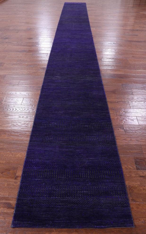 Runner Hand Knotted Super Savannah Gabbeh Wool and Silk Rug 2' 8" X 23' 6" Q8625