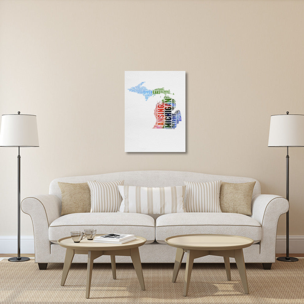 "Michigan Watercolor Word Cloud" Fine Art Print