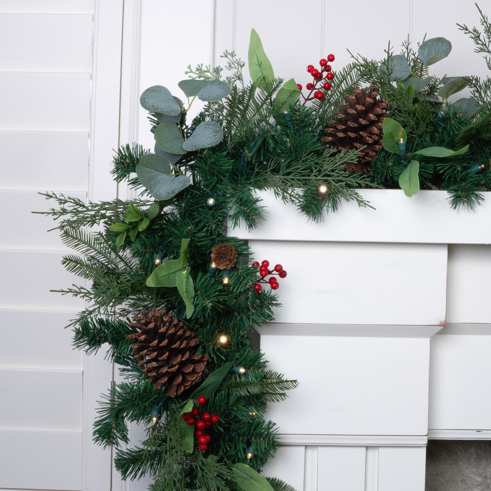 9' Artificial Christmas Garland with Lights, Christmas Woods