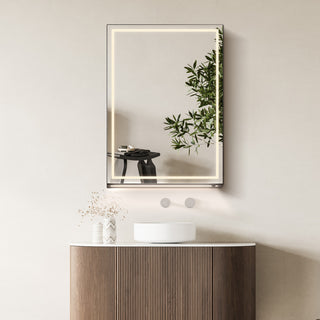 Hesili Frameless Surface-Mount LED Lighted Bathroom Medicine Cabinet, 20"