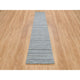 Coin Gray Wool Hand Loomed Modern Striae Design Runner Oriental Rug 2'7"x14'