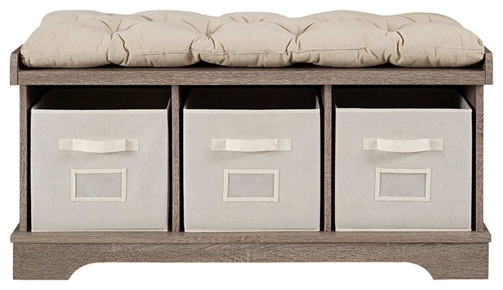 Essential 42" Modern Farmhouse Entryway Storage Bench - Driftwood