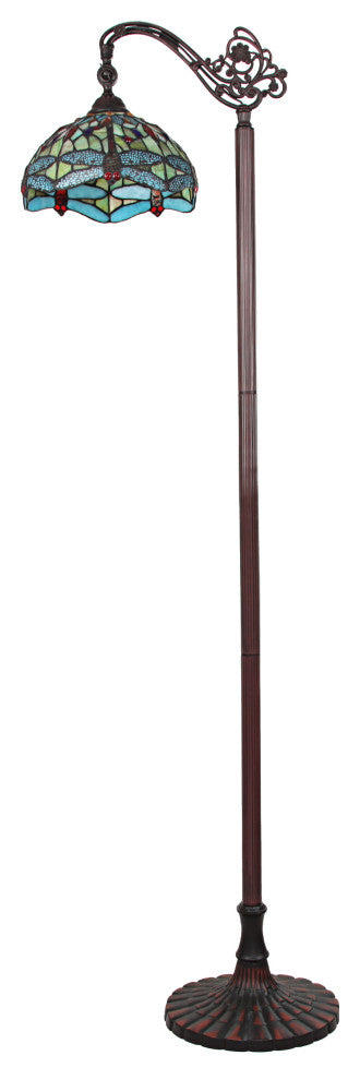Empress Dragonfly Tiffany-Style 1 Light Reading Floor Lamp 11"