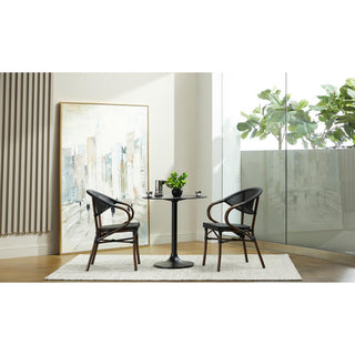 Jannie Stacking Arm Chair, Black Textylene Mesh With Brown Frame, Set of 2
