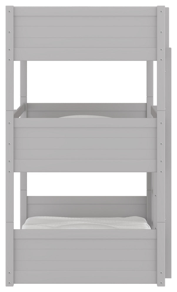 Hillsdale Capri Wood Triple Twin Size Low Floor Bunk Bed with Ladder