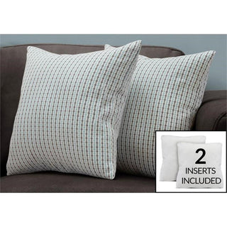 Pillows Set Of 2 18 X 18 Square Accent Sofa Couch Bedroom Polyester Blue
