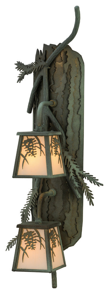 10W Pine Branch Winter Pine 2 LT Vertical Wall Sconce