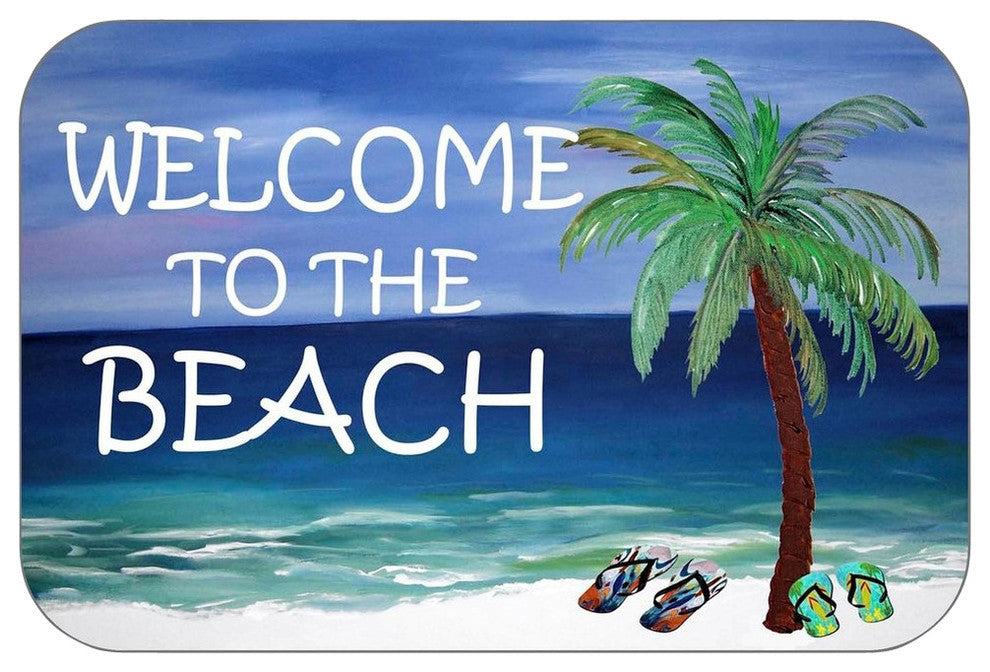 Welcome To The Beach Plush Bath Mat, 20"x15"