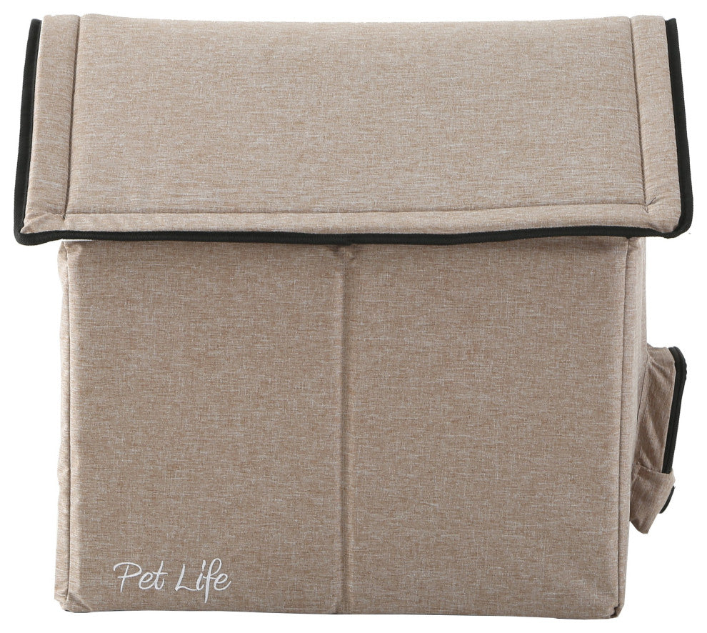 Pet Life "Hush Puppy" Heating and Cooling Collapsible Pet House, Beige, Large