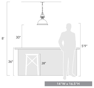 Golden Lighting 3602-L-BLK Duncan 1 Light 14"W Pendant - Black / Matte Black