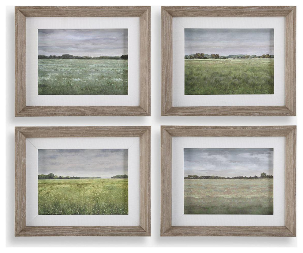 Quiet Meadows Art Print, Pine Wood with White Wash