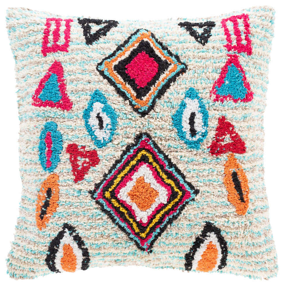 Surya Settat STT-001 20"x20" Pillow Cover, Beige/Blue/Black/Orange/Pink/Cream