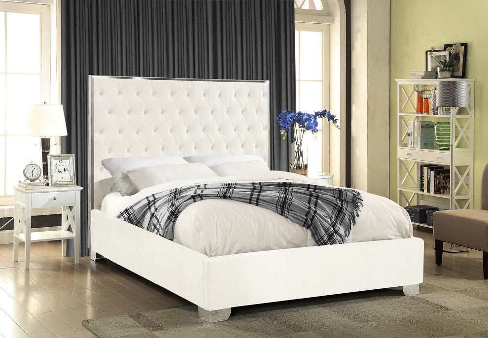Lexi Velvet Bed, White, King