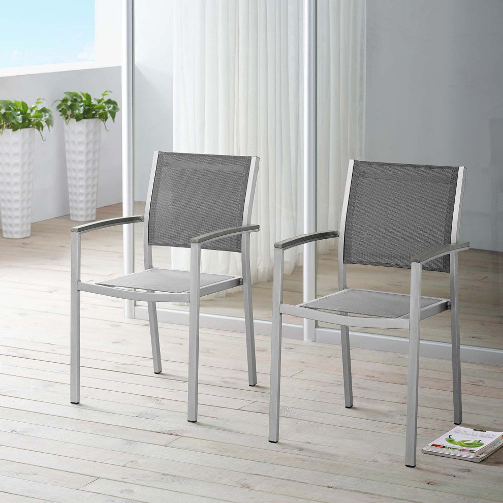 Shore Dining Chairs Outdoor Patio Aluminum, Set of 2