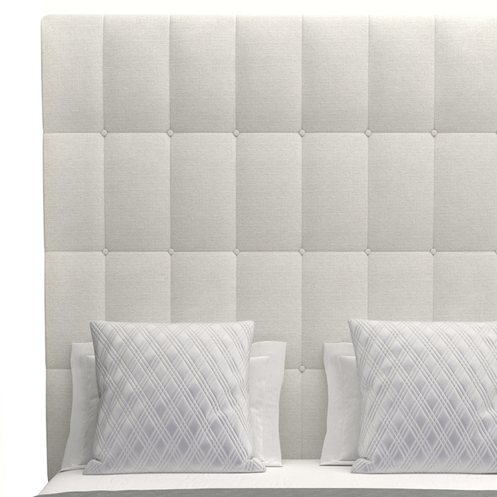 Nativa Interiors Moyra Box Bed, Off White, Ca King, Headboard Height: High