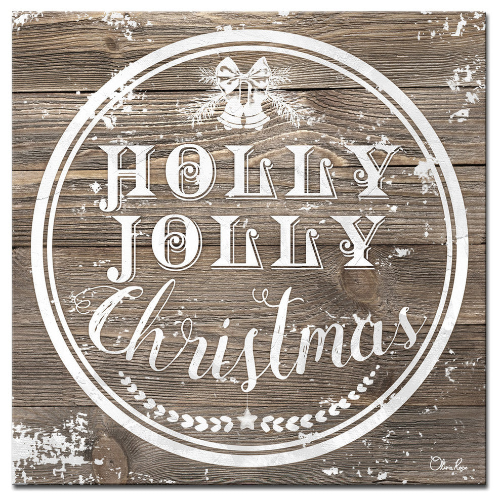 Ready2HangArt 'Christmas Holly Jolly' Textual Canvas Wall Art, 12"x12"