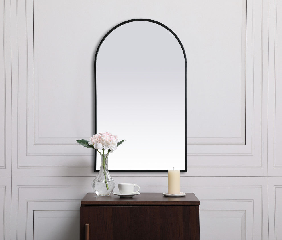 Metal Frame Arch Mirror 24X40 Inch, Black