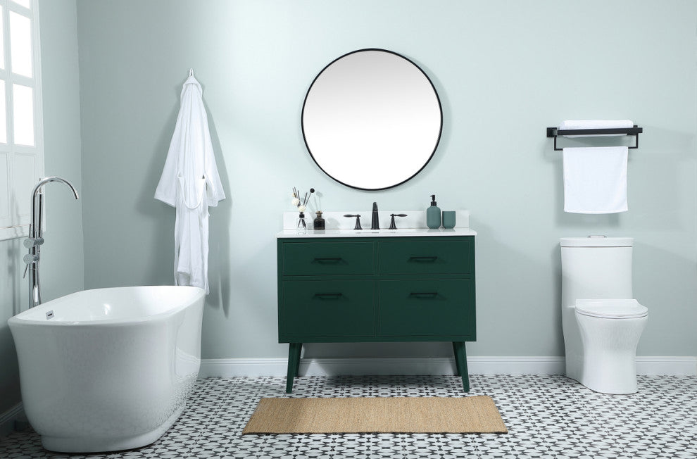 Home Living 42" Bathroom Vanity, Green With Backsplash