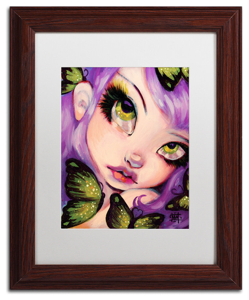 Natasha Wescoat 'Green Eyed Violet' Art, Wood Frame, White Mat, 11x14