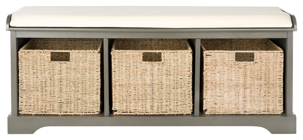 Safavieh Lonan Wicker Storage Bench, Gray