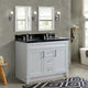 48" Double Sink Vanity, White Finish With Black Galaxy Granite And Oval Sink