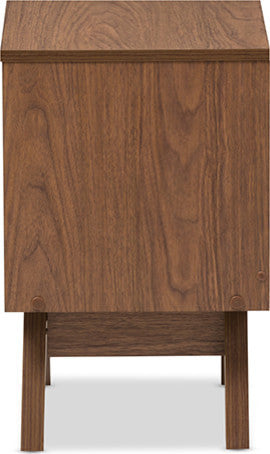 Hildon Mid-Century Modern White and Walnut Wood 2-Drawer Storage Nightstand