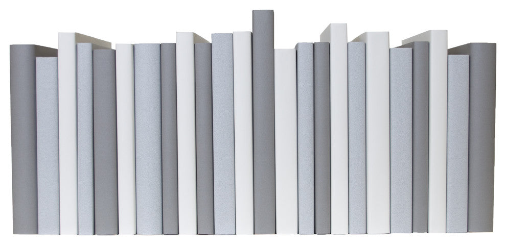 Decorative Books - Granite Oversized Paper Wrapped - Grey Books By The Foot