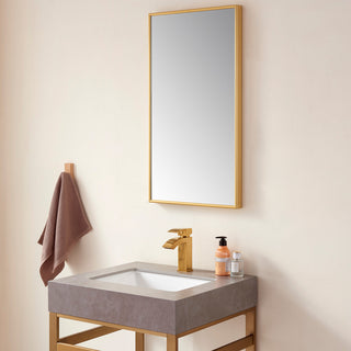 Viella Rectangular Aluminum Wall Mounted Mirror, Brushed Gold, 18"