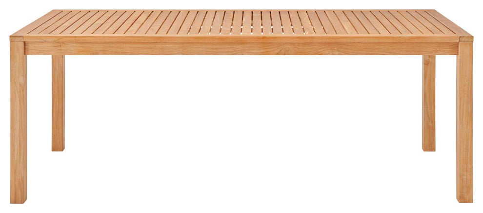 Lounge Dining Table, Rectangular, Wood, Brown Natural, Modern, Outdoor Patio
