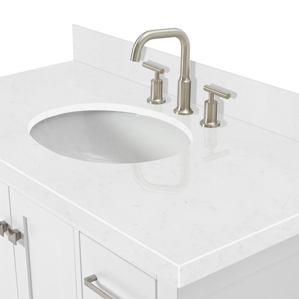 Ariel Cambridge 42" Single Oval Sink Vanity, Carrara Quartz