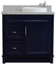 37" Single Sink Vanity, Blue Finish With Gray Granite