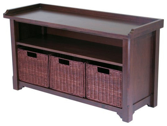 Winsome Wood 94341 Bench With Storage Shelf and Baskets