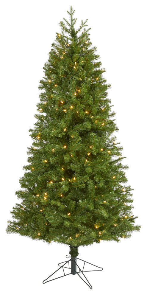 6.5' Vancouver Spruce Faux Xmas Tree W/250 White Lights & 803 Bendable Branches
