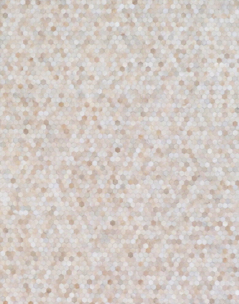 Mosaic Leather Cowhide Light Beige Area Rug