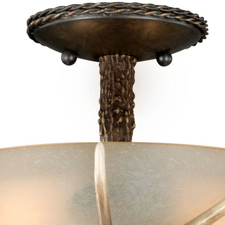 Yoho 12" Antler Semi Flush Ceiling Light Black Walnut