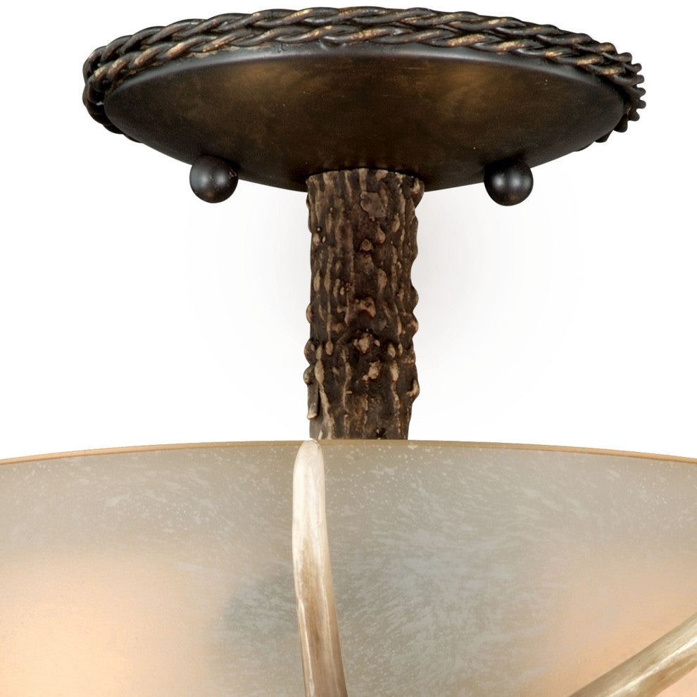Yoho 12" Antler Semi Flush Ceiling Light Black Walnut