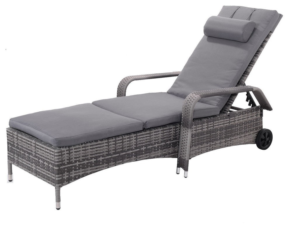 Modern Rattan Adjustable Cushioned Lounge Chair