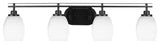 Odyssey 4 Light Bath Bar In Matte Black Finish With 5" White Matrix Glass