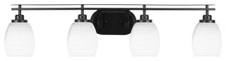 Odyssey 4 Light Bath Bar In Matte Black Finish With 5" White Matrix Glass